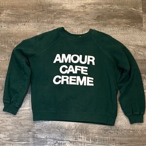 Sezane Women’s Amour Cafe Crème Sweatshirt in Bottle Green Size XS